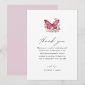Carte de remerciements Baby shower papillon (Devant / Derrière)