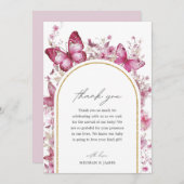Carte de remerciements Baby shower papillon (Devant / Derrière)