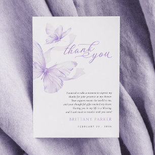 Carte De Remerciements Baby shower papillon délicé violet