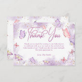 Carte de remerciements Baby shower papillon fille (Devant / Derrière)