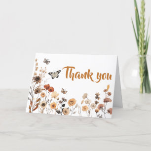 Carte De Remerciements Baby shower papillon fleur sauvage