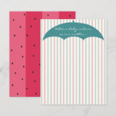 Carte de remerciements baby shower, "Parapluie de (Devant / Derrière)