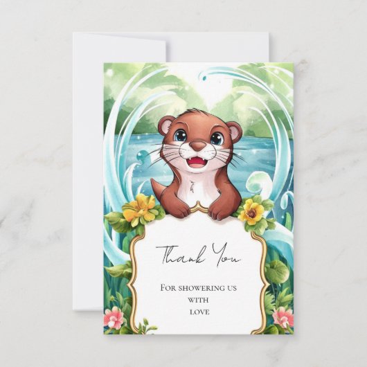 Carte De Remerciements Baby shower Pastel Magic Otter (Devant)