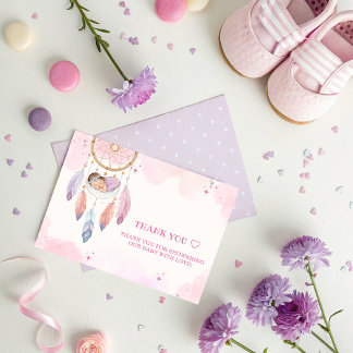 Carte De Remerciements Baby shower Pastel Watercolor Dreamcatcher