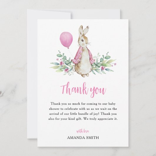 Carte De Remerciements Baby shower Peter Rabbit (Devant)