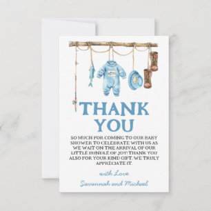 Carte De Remerciements Baby Shower Petit Pêcheur Bleu