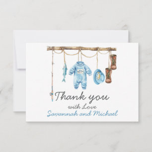 Carte De Remerciements Baby Shower Petit Pêcheur Bleu