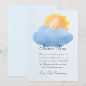 Carte De Remerciements Baby shower Petit Soleil (Devant / Derrière)
