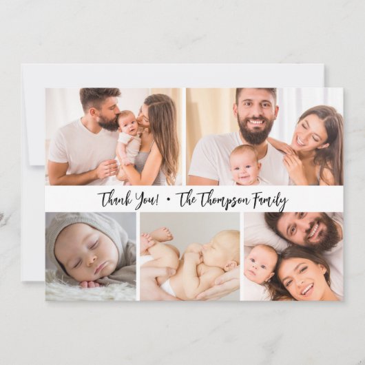 Carte De Remerciements Baby Shower Photo Collage Handlettering Script (Devant)