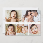 Carte De Remerciements Baby shower Photo Collage simple (Devant)