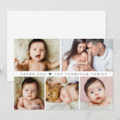 Carte De Remerciements Baby shower Photo Collage simple (Devant / Derrière)