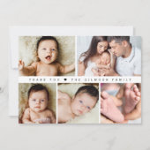 Carte De Remerciements Baby shower Photo Collage simple (Devant)