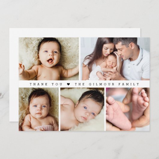 Carte De Remerciements Baby shower Photo Collage simple (Devant / Derrière)