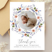Carte De Remerciements Baby shower photo Fleur sauvage simple