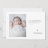 Carte De Remerciements Baby shower photo minimal de script moderne (Dos)