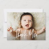 Carte De Remerciements Baby shower photo personnalisé de gestion moderne (Devant)