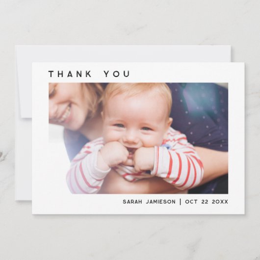 Carte De Remerciements Baby shower photo personnalisé simple et moderne (Devant)
