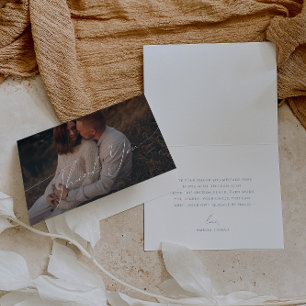 Carte De Remerciements Baby shower photo plié de police bleu blanc