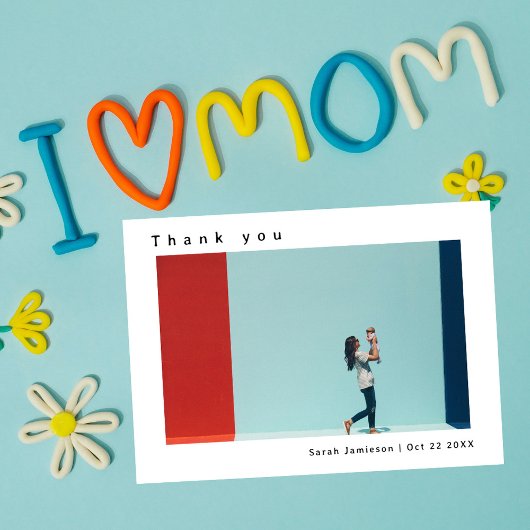 Carte De Remerciements Baby shower photo simple et moderne