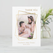 Carte De Remerciements Baby shower photo simple moderne (Debout devant)