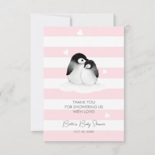 Carte De Remerciements Baby shower Pingouin mignon