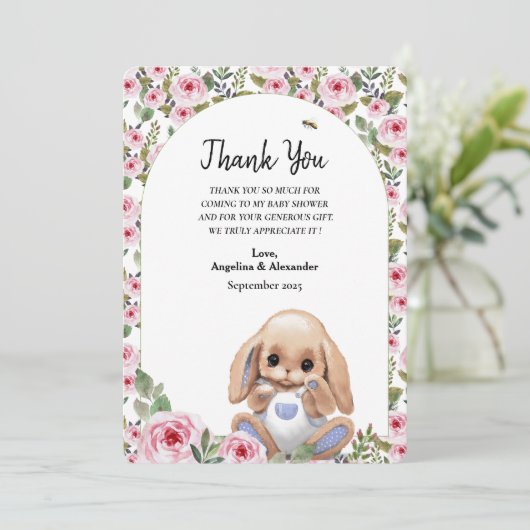 Carte De Remerciements Baby shower plat (Debout devant)