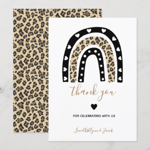 Carte De Remerciements baby shower poster de animal Leopard Rainbow