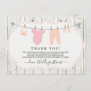 Carte de remerciements Baby shower pour filles - R