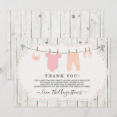 Carte de remerciements Baby shower pour filles - R (Devant / Derrière)