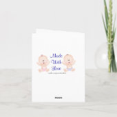 Carte De Remerciements Baby shower POUR GARÇON ET FILLE BÉBÉ TWIN (Dos)