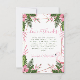 Carte De Remerciements Baby Shower pour un Couple de Flamants Tropicaux