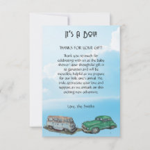 Baby shower pour un garçon, van et sedan