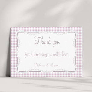 Carte De Remerciements Baby Shower Préparatoire Rose à Carreaux Grandmill