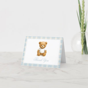 Carte De Remerciements Baby shower préppant bleu ours