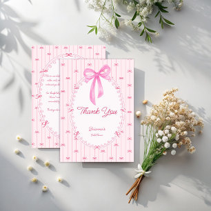 Carte De Remerciements Baby shower préraphaélite rose dessiné à la main
