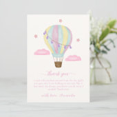 Carte De Remerciements Baby shower Rainbow Hot Air Balloon Cloud Star (Debout devant)