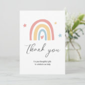 Carte De Remerciements Baby shower Rainbow simple (Debout devant)