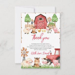 Carte De Remerciements Baby shower Red Farm Animaux