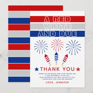 Carte De Remerciements Baby shower Red White 4 juillet pétards