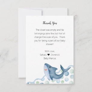 Carte de remerciements Baby shower requin