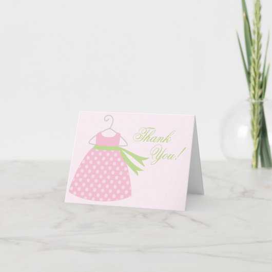 Carte De Remerciements Baby shower Robe de fille rose (Devant)