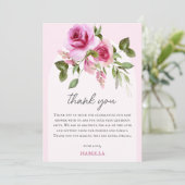 Carte De Remerciements Baby shower rose (Debout devant)