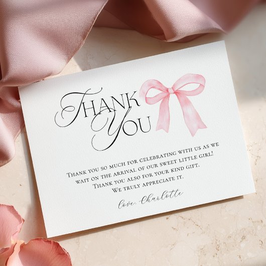 Carte De Remerciements Baby-Shower Rose
