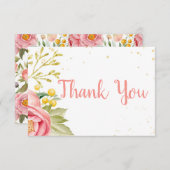 Carte de remerciements Baby shower rose (Devant / Derrière)