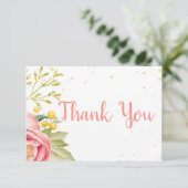 Carte de remerciements Baby shower rose (Debout devant)