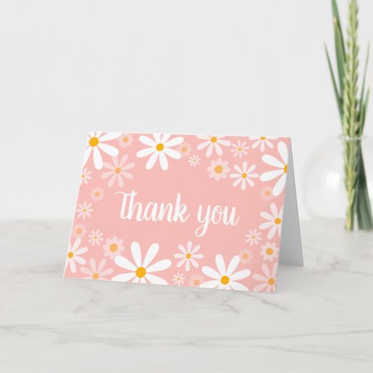 Carte de remerciements Baby shower rose (Devant)