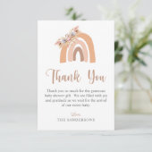 Carte De Remerciements Baby shower rose arc-en-ciel Pampas Grass Boho (Debout devant)