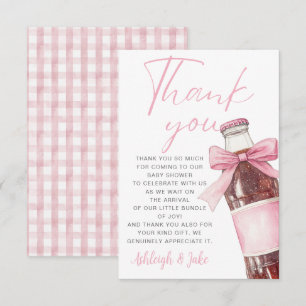 Carte De Remerciements Baby Shower Rose Bouteille de Soda