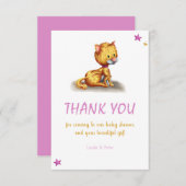 Carte De Remerciements Baby shower rose chat mignon (Devant / Derrière)