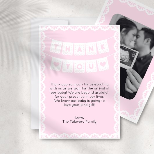 Carte de remerciements Baby shower rose Cielito Li